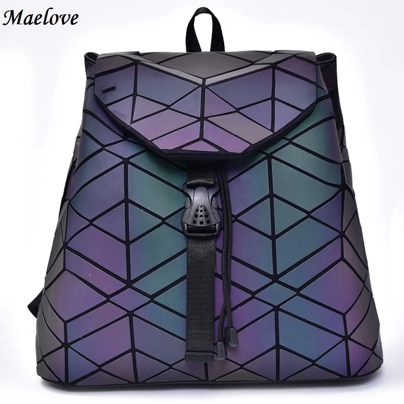 

NEW Maelove Luminous Bag Women Geometry backpack Hologram Student's School Bag for Teenager girles Luxury designs Free Shipping