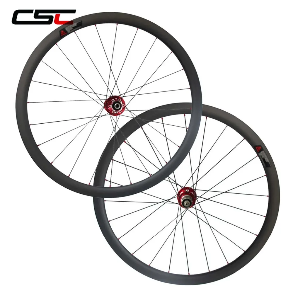 Clearance Carbon Disc Wheels Clincher Or Tubeless Cyclocross Carbon Wheelset  12mm/ 15mm thru axle Or QR Hub No Brake Track U Shape 6 Bolt 4