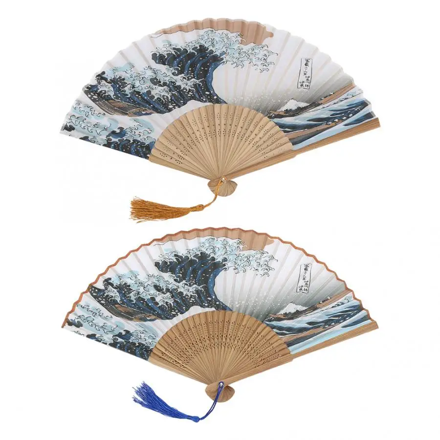 Шелковый Ручной Веер Fuji Kanagawa Waves Японский складной веер карманный украшение для