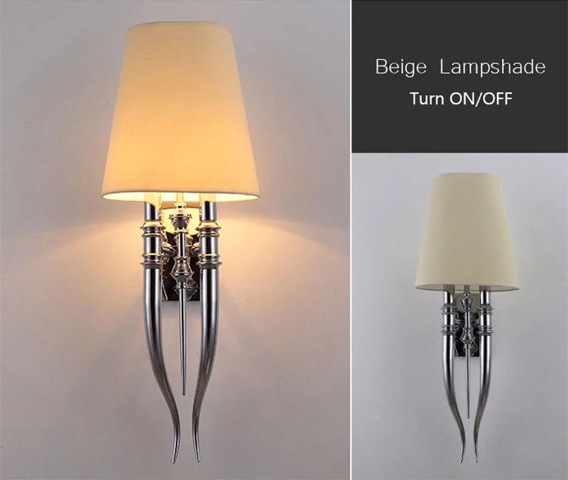 Modern Iron Claw Horn Cloth LED Wall Light Bedroom Bedside Wall Lamp Dining Living Room Wall Sconce Light Fixtures (8)
