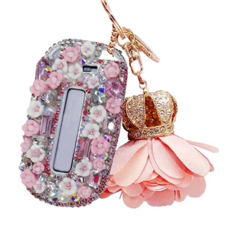 

Car Key Case Cover Luxury Diamond Shining Key Holder Bag for Dodge Journey Charger Jeep Renegade Grand Cherokee Chrysler 200 300