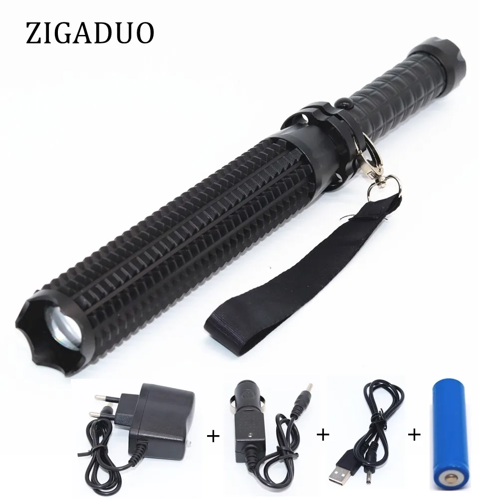 

Retractable Long Self Defense LED Flashlight Rechargeable 8000 Lumens Adjust Focus Aluminium Alloy Torch Emergency Light