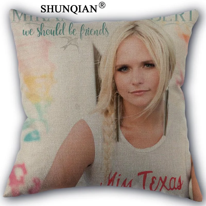 

Custom miranda lambert Pillow Cover Cotton Linen Square Zippered Pillowcase Decorative funda cojines 45x45cm one side