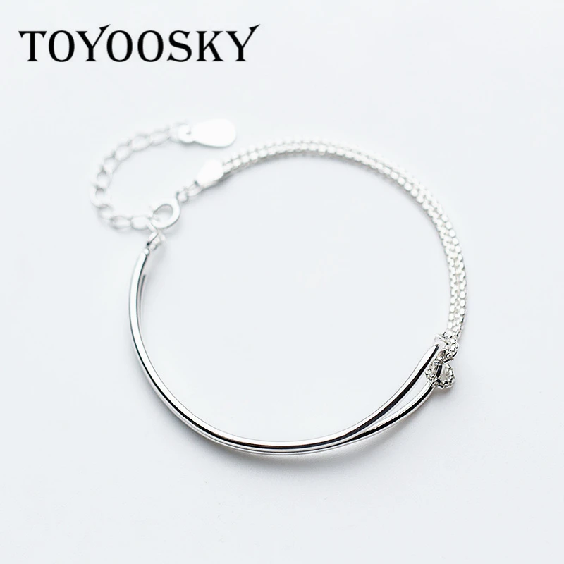 

925 Sterling Silver New Design OL Simple Two Layers Chain Link Bracelet Bracelets & Bangles for Women Jewelry Female
