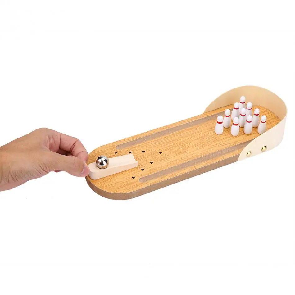 

One Set Children Table Mini Bowling Game Wooden Interactive Entertainment Desktop Decoration Board Games Family Kid Fun Toys