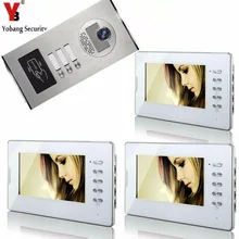 Yobang Security 7″ Video Intercom Door Phone 3 White Monitors Doorbell Camera for 3 Family Apartment + RFID Access System