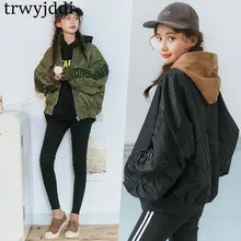 Осенне-зимняя куртка короткие пальто женские корейские свободные BF вышивка большого размера утолщение плюс хлопок бейсбольная форма куртка