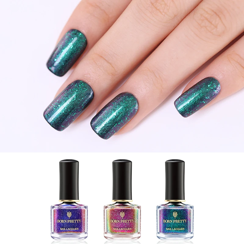 

BORN PRETTY 6ml Chameleon Effect Nail Polish Shinning Glitter Nail Varnish Starry Sky Black Orchid Series Nail Art Laquer