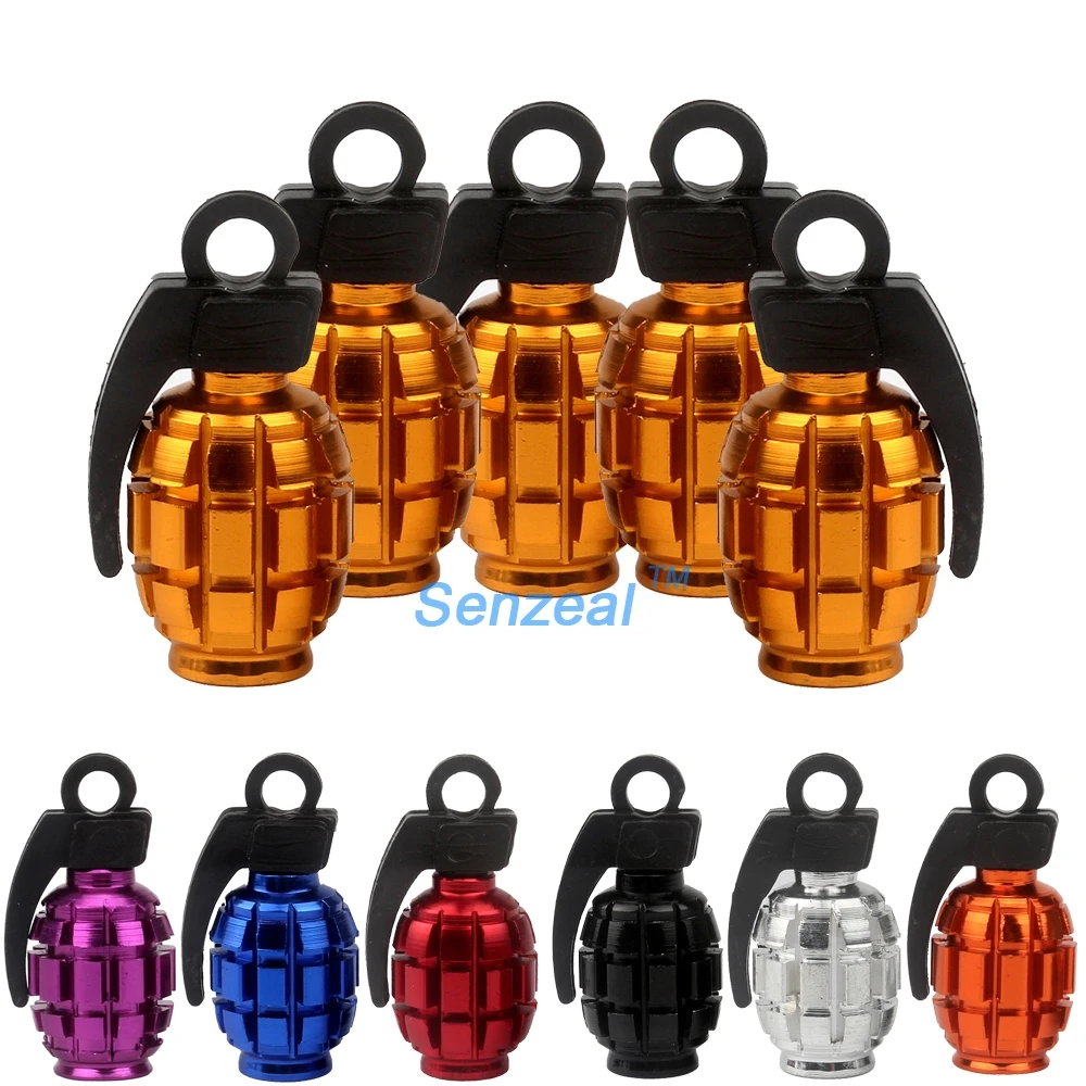 5x Aluminum Grenade Bomb Style Auto Car Truck Wheel Tire Valve Caps