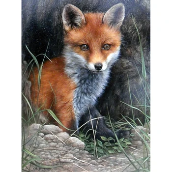 

5D DIY Diamond Painting Home Decorations Lonely Fox Baby Diamond Embroidery Square Rhinestone Crafts Arts Paintings