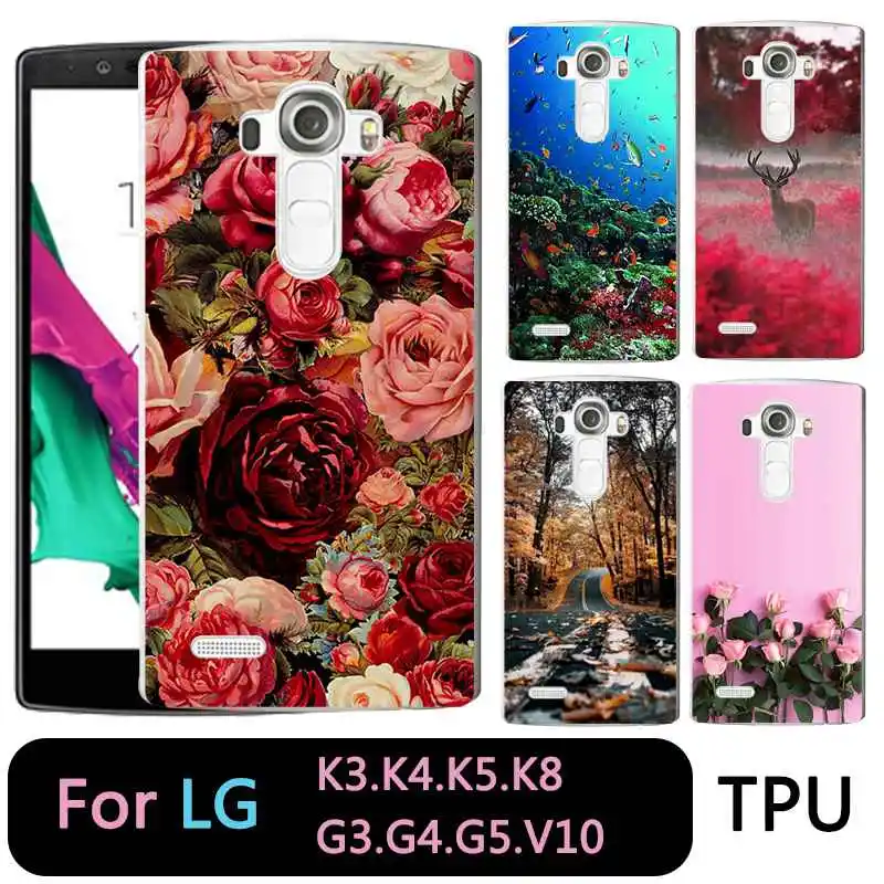 Qmswei ТПУ прозрачный чехол для телефона LG K3 K4 K5 K8 Флора Луна лес морской рыбы олень с