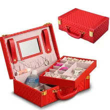 Коробка для хранения ювелирных изделий Портативный плетеный узор ожерелье многофункциональные Кольца Серьги Органайзер чехол для женщин подарок