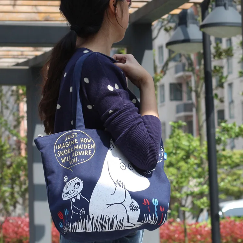 Moomin джинсовая синяя сумка на плечо сумка для хранения холщовая сумка-мессенджер