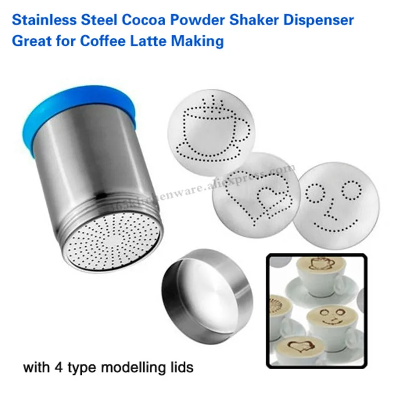 Stainless Steel Cocoa Powder Shaker Dispenser Coffee Latte Art Salt