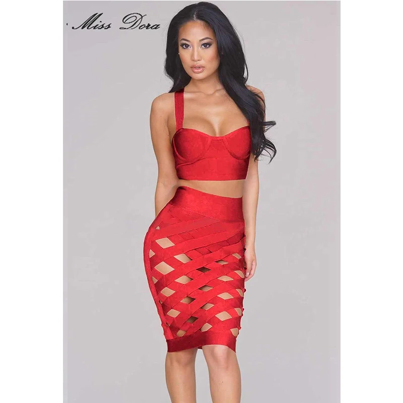 

wholesale 2016 Autumn Winter women Sexy bodycon 3 Pieces Set Gorgeous Open Grid Cage Cross Over Celebrity Party Bandage Dress