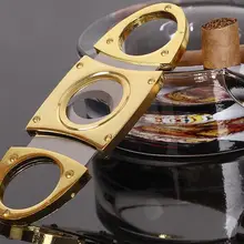 Новая позолоченная нержавеющая сталь карманная гильотина сигары резак западный стиль сигары ножницы двойной край нож ZH038