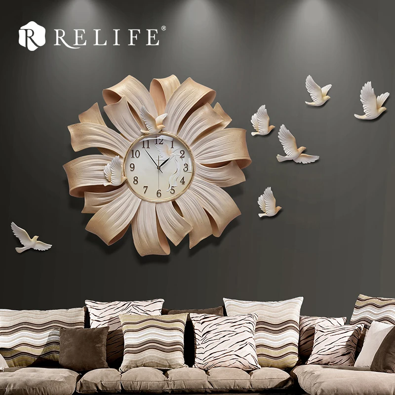 

Handpainted Large Wall Clocks Flower Design Petal DIY Home Clock for Living Room