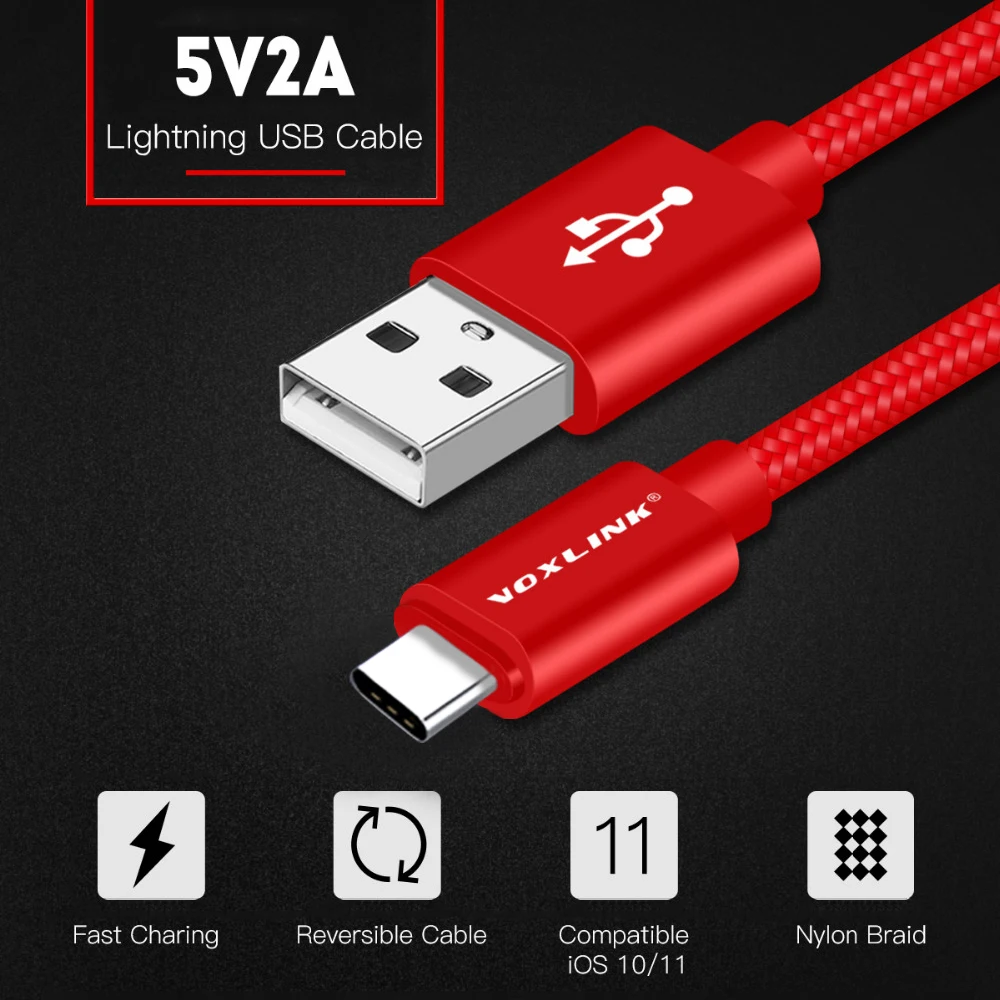 VOXLINK 3 Pack нейлон плетеный кабель USB TypeC Быстрая зарядка кабель для samsung Galaxy для htc 10 MacBook Xiaomi Mi8 A1 зарядки шнур