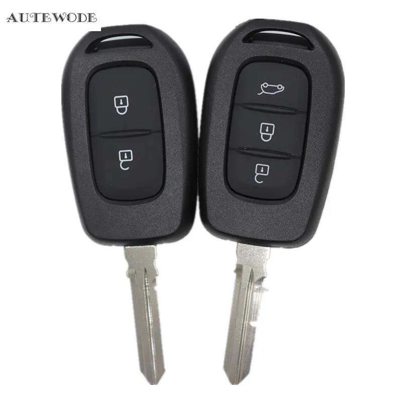 

AUTEWODE New remote Car Key Shell fit for RENAULT 2 3 button key blank fob 1pc black uncut Car Accessories
