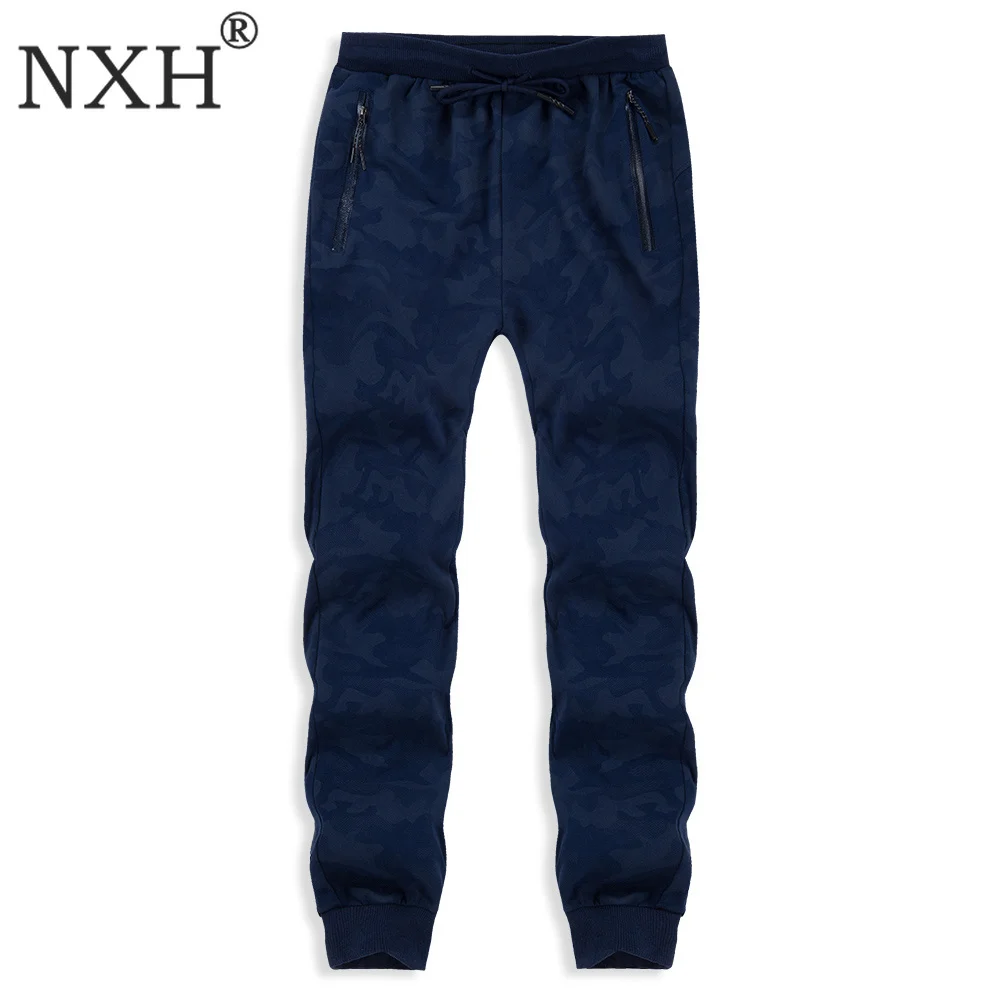 NXH камуфляж размера плюс 6XL 7XL 8XL спортивные штаны джоггеры длинные хлопковые мужские уличные обтягивающие спортивные штаны Синий Черный