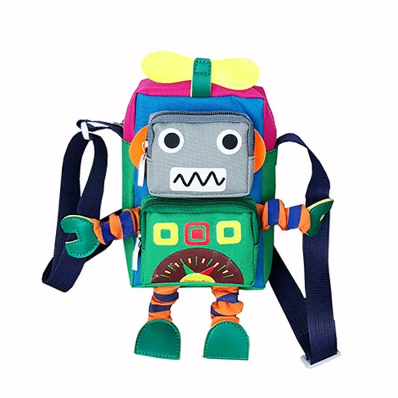 Детская дизайнерская дамская сумка с кисточкой с изображением робота из мультфильма, модная детская парусиновая сумка на плечо, плюшевые
