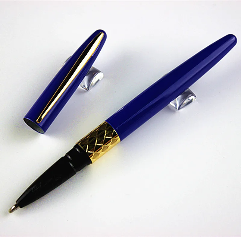 

DIKA WEN 8001 Blue roller ball pen Gold Clip Trim with