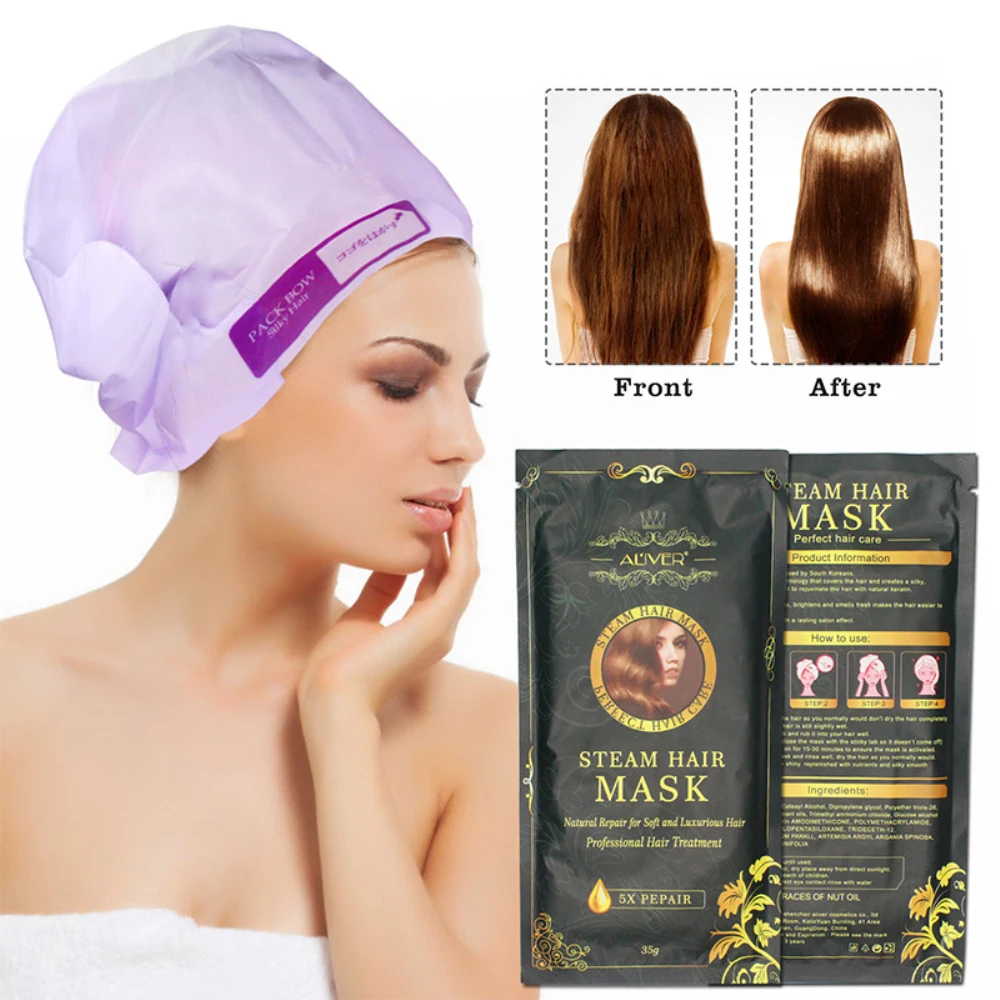 

Vitamin Treatment Hair Practical Hair Care Mask Automatic Heating Steam Moisturizing Nourish Keratin Argan Oil Hair Mask TSLM2