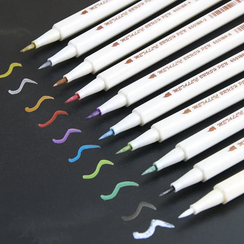 10pcs/lot STA Metallic Marker Pen School art supplies Scrapbooking Crafts Soft brush pen fineliner permanent Stationery 04312 - Цвет: 04312 Set