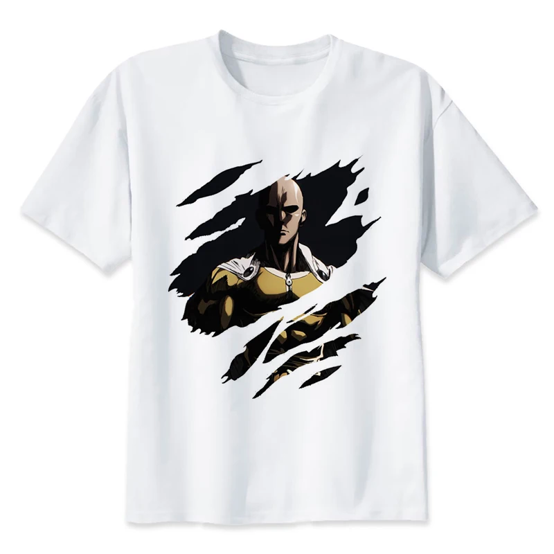 Футболка one punch man saitama, мужская летняя футболка с забавным принтом японского аниме, модные футболки с коротким рукавом белого цвета для мальчиков - Цвет: 906