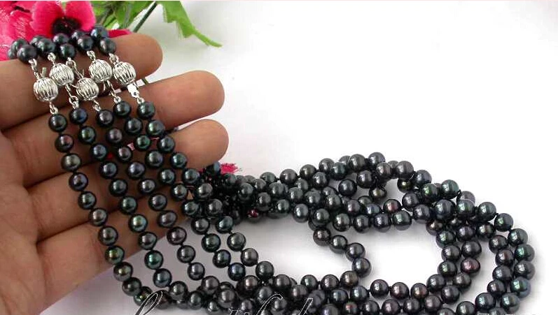 

FREE shipping>>>>wholesale 5item 8mm round black FW pearl necklace z2429 new