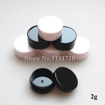 

48pcs/lot 2g Cosmetic Jar Refillable Plastic Eye Cream Bottle Make Up Jar UV-resistant Black and White Color