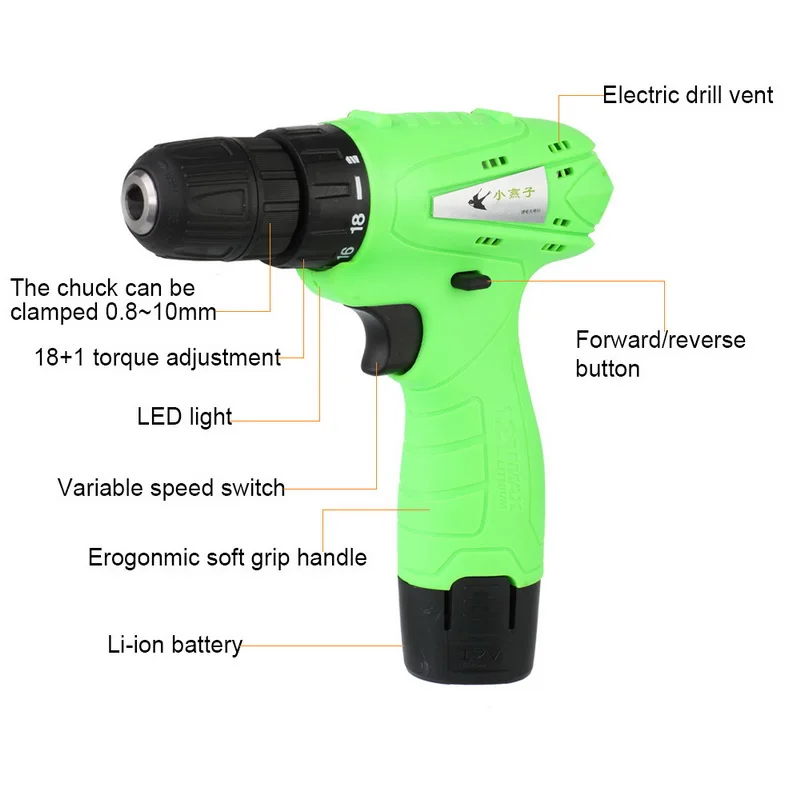 1 шт. 12 В многофункциональная отвертка дрель электрооборудование Аккумуляторная Беспроводная электрическая дрель с литиевой батареей инструмент для сверления