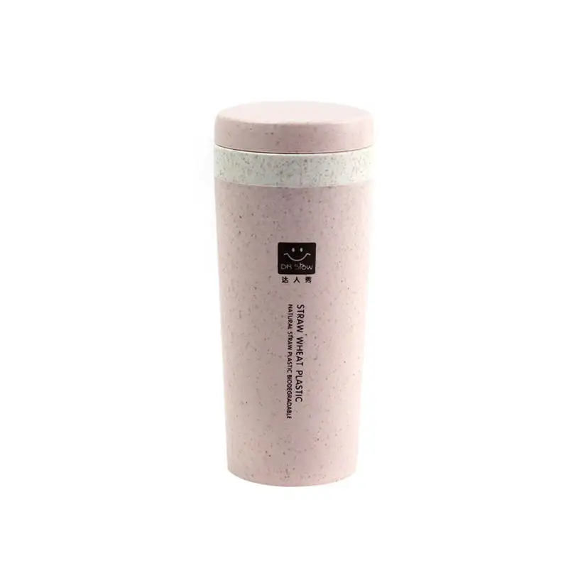 

Wheat straw double-layer mug Wheat Straw Cup Fashion Protable Travel Mug Spill proof Cup Office Coffee Tea Water Cup @40