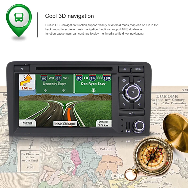 Excellent KSAOTU 7" DAB+ 4G Android 8.0 Car DVD Player SD GPS for Audi A3 6