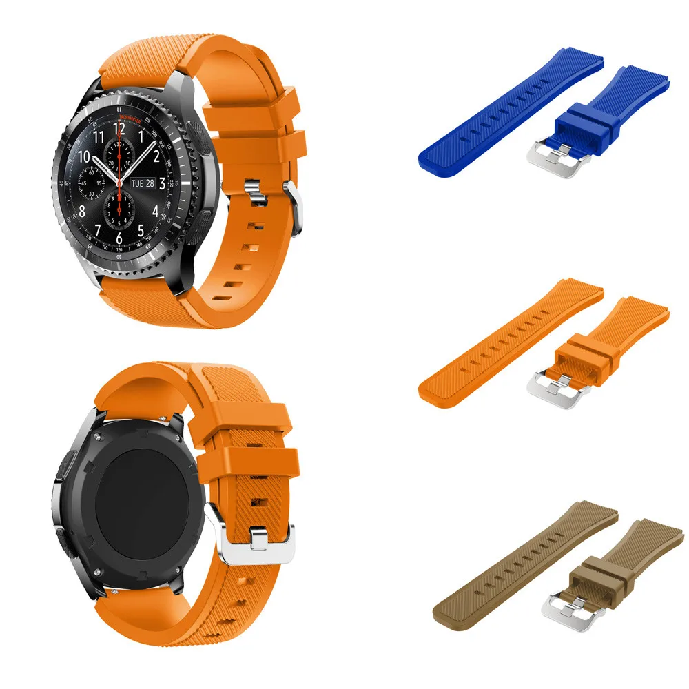 Ремешки для наручных часов черные 22 мм Роскошные брендовые новые модные спортивные силиконовые браслеты ремешок для samsung gear S3 Frontier Лидер продаж