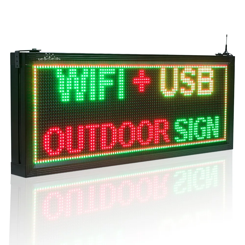 

P10 Outdoor Waterproof LED Sign, Wifi Storefront Message Board, Open Sign Programmable Scrolling Display Board - RGY (Red,Green