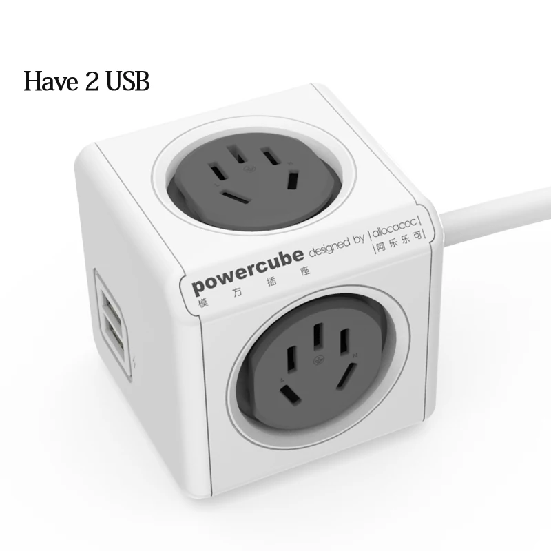 Allocacoc Original Smart Home Electronic Plug powercube Power Strip Socket Charging USB 4 Sockets Interface Extension Australia - Цвет: gray