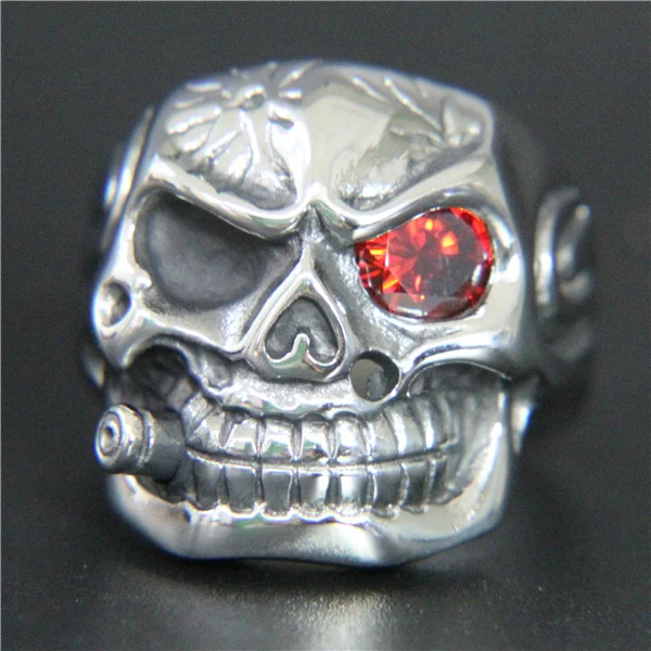 Red Eye Skull Ring 316L Stainless Steel Hot Mens Fashion Punk Skeleton Biker | Украшения и аксессуары