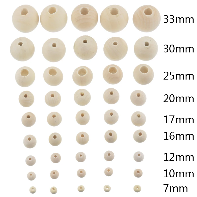LASPERAL DIY 5-500 шт. натуральные круглые деревянные бусины для изготовления ювелирных изделий Spacer Бусины для поделок DIY 25/20/7/16/30/10/18/12/14 мм