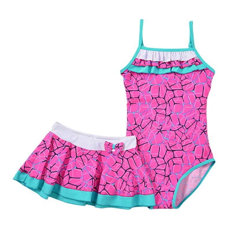 

Two Piece Swimsuit 2019 Summer Girls Swimwear Kids Soft Triangular Sleeveless Swimming Baby Skirted Bathing Suit Beach Wear
