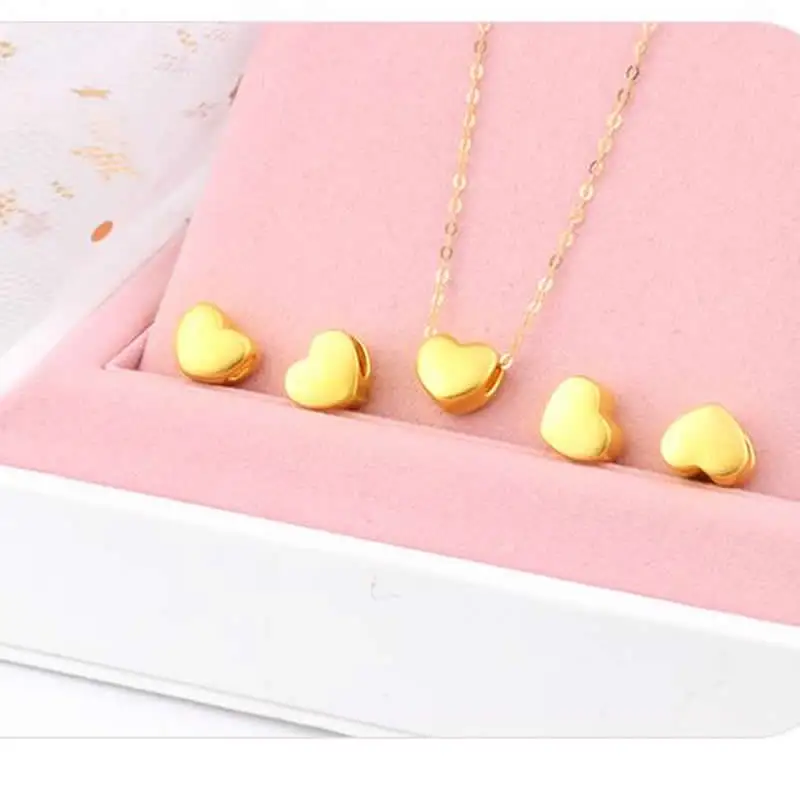 

24K Yellow Gold Necklace Pendant 3D 999 Gold Small Heart Pendant 1PCS P6237