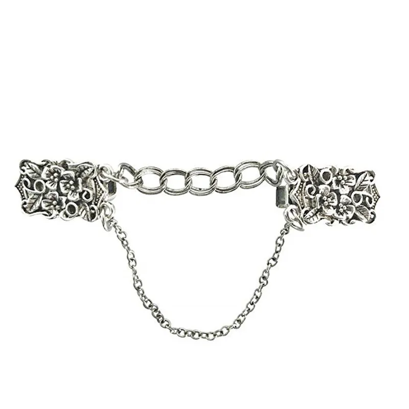 

Sweater Clip Cardigan Clip Collar Clip Women Tone Filigree With Double Chain