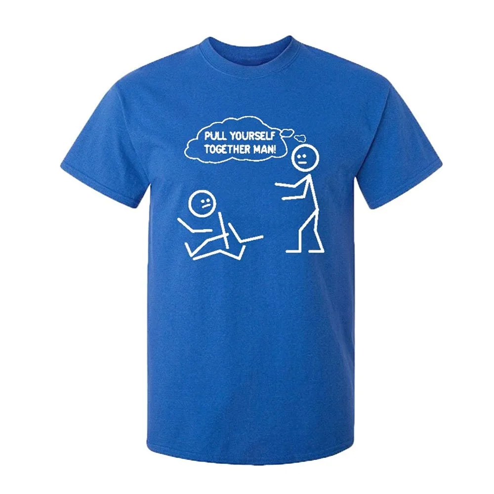 Men T Shirt 2018 Summer 100% Cotton Pull Yourself Together Man! Novelty Graphic Sarcastic Funny T-Shirt | Мужская одежда