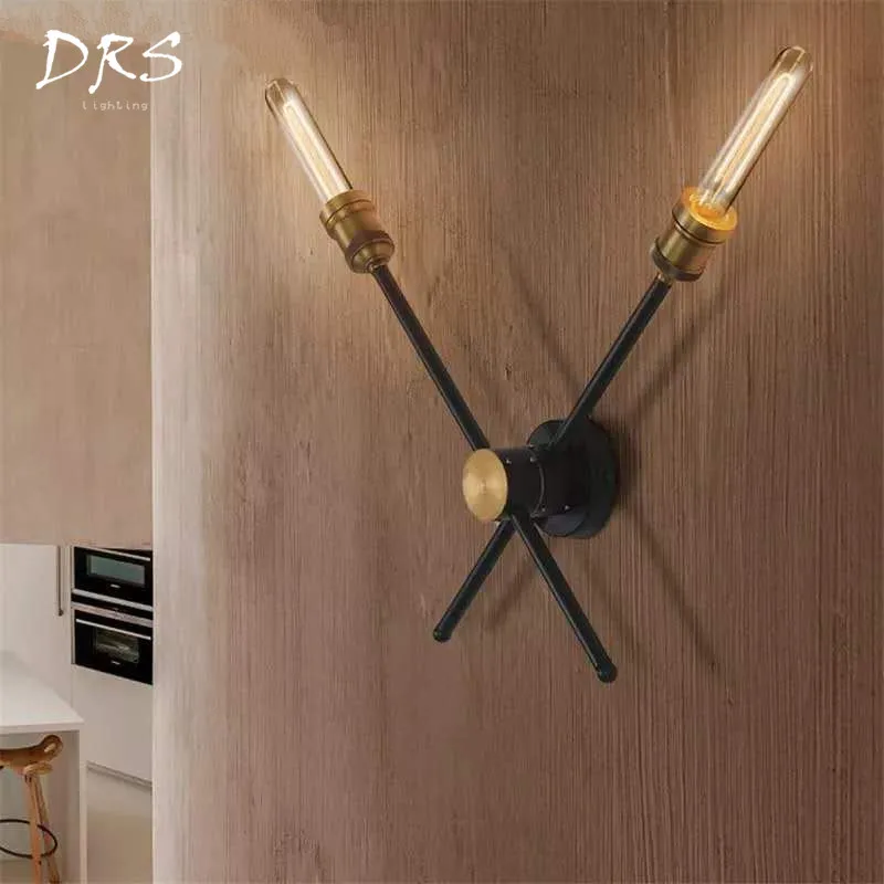 

American Retro Sconce Wall Lights Iron Branch LOFT Wall Creative Corridor Staircase Bedside Wall Lamp Luminaire Lamparas Fixture