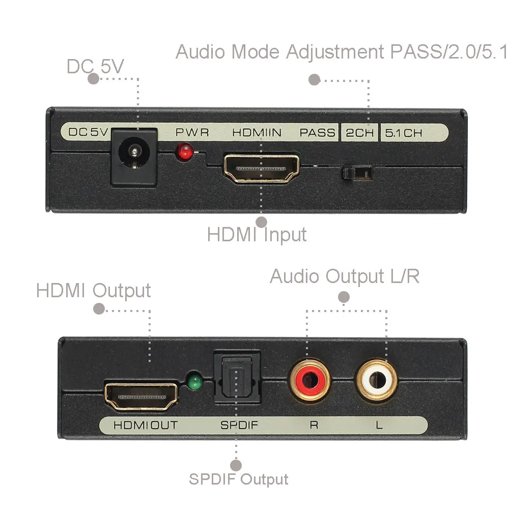 LiNKFOR HDMI к HDMI+ аудио(SPDFI+ L/R) Поддержка 4K x 2K 3D HDMI аудио преобразователь с оптическим SPDIF RCA аналоговый аудио