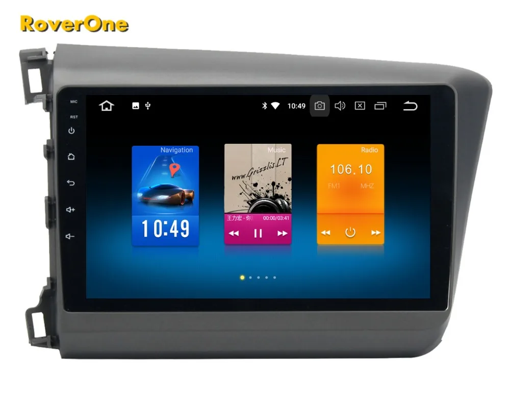 Best RoverOne Android 9.0 Octa Core Car Radio GPS For Honda For Civic 2012 2013 2014 Touchscreen Multimedia Player Stereo Bluetooth 5