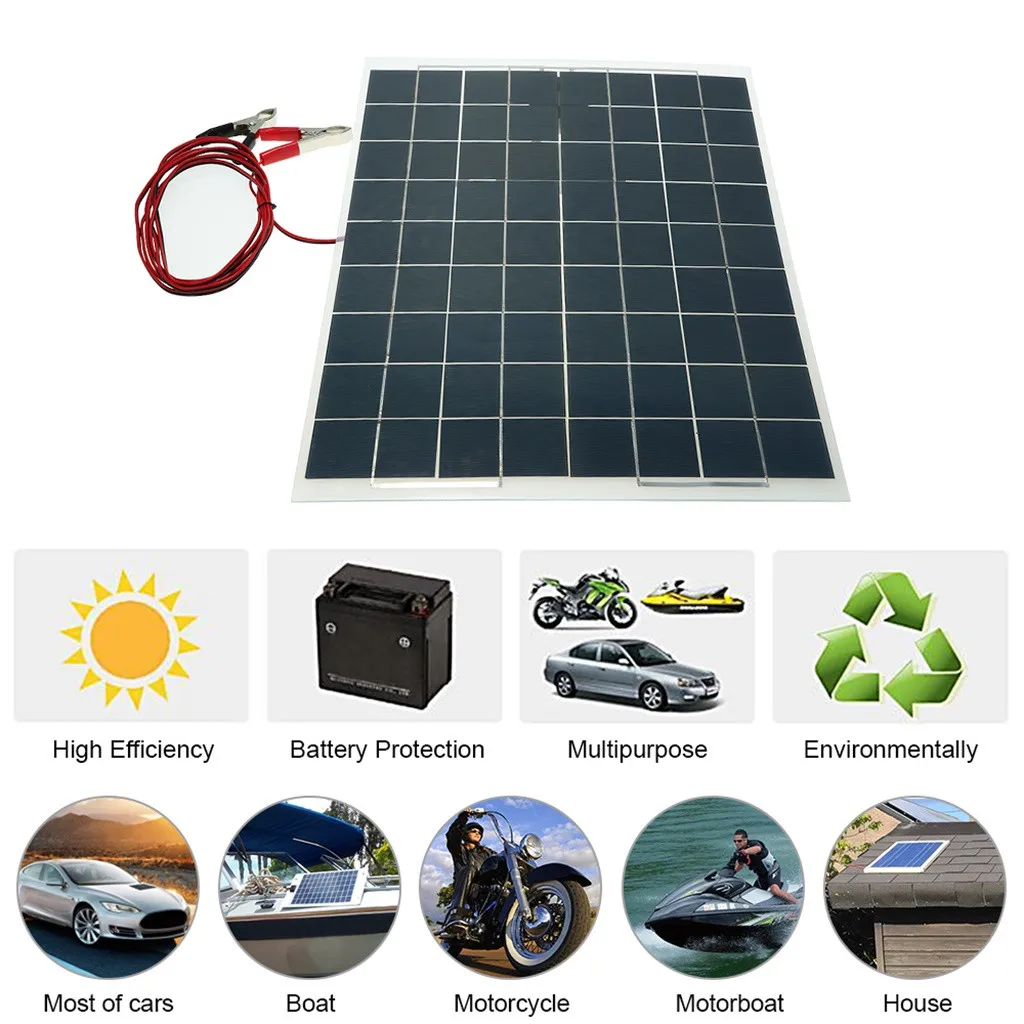 

30W 12V Semi Flexible Solar Panel Device Car Battery Charger car accessories Accesorios de coche Multipurpose high quality