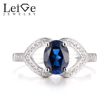 

LeiGe Jewelry Blue Sapphire Rings Engagement Rings September Birthstone Oval Cut Blue Gemstone Rings Solid 925 Sterling Silver