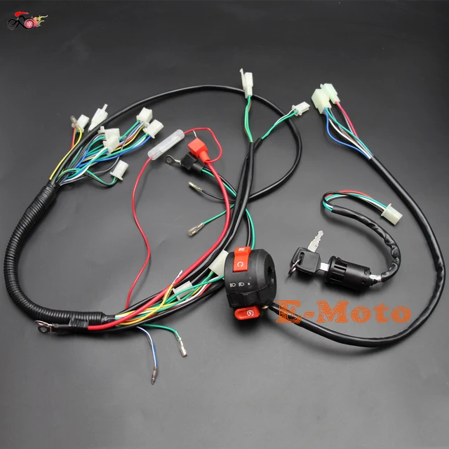 electrics wiring harness loom quad cluster switch key switch 50cc