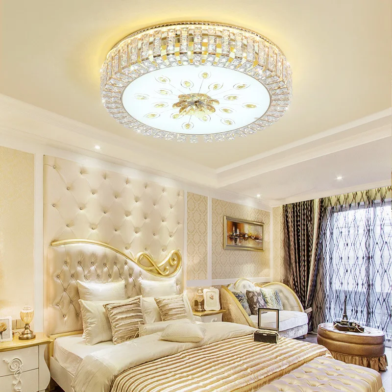 

Bedroom Living Room Crystal Ceiling Lamp European High-end Simple European Remote Control Dimming Lamps LED Ceiling Lights